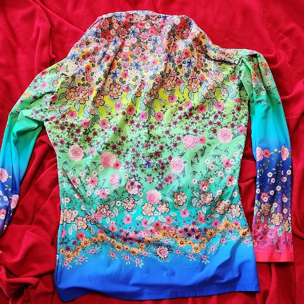 Johnny Was Pink and Purple Graphic Bodysuit Swimwear - Picture 4 of 4